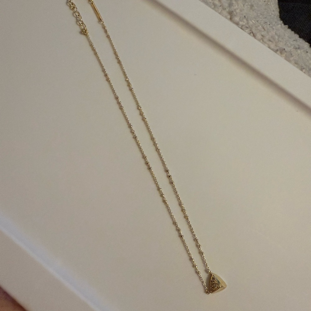 Kendra Scott Gold Triangle Pyramid Pendant Necklace with Crystals NWOT